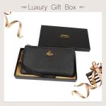 imeetu Women's Black Leather Wristlet Clutch Purse