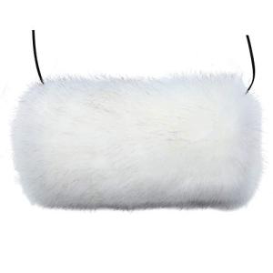 LA CARRIE Faux Fur Hand Muffs Women Winter Warmer Fuzzy Pouch Furry Plush Muffler Wedding Girl Kids Elegant Luxury Chic(White with Pocket)