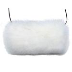 LA CARRIE Faux Fur Hand Muffs Women Winter Warmer Fuzzy Pouch Furry Plush Muffler Wedding Girl Kids Elegant Luxury Chic(White with Pocket)