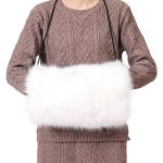 LA CARRIE Faux Fur Hand Muffs Women Winter Warmer Fuzzy Pouch Furry Plush Muffler Wedding Girl Kids Elegant Luxury Chic(White with Pocket)