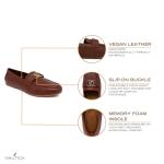 Nautica Woman Flat Loafers Designer Vegan Leather Penny Shoes Slip On - Soft, Durable and Flexible Luxury Resistant Feel Lightweight & Comfortable Everyday Moccasins-Nelms-Tan-7.5