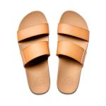 Reef Cushion Vista Womens Fashion Slide Sandal, Vegan Leather Strap, Ultra Soft Cushion Footbed, Natural, 9