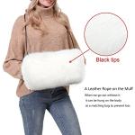 LA CARRIE Faux Fur Hand Muffs Women Winter Warmer Fuzzy Pouch Furry Plush Muffler Wedding Girl Kids Elegant Luxury Chic(White with Pocket)