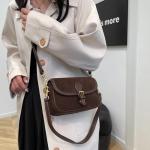 POAPRRD Suede Crossbody Bags for Women Small Suede Purse Retro Shoulder Bag Handbag with Two Straps (Coffee)