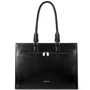 BOSTANTEN Leather Briefcase for Women Vintage 15.6 inch Laptop Bag for Women Business Shoulder Handbag Black