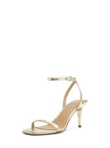 Michael Kors Women's Liana Mid Heel Sandal, Pale Gold, 6.5