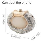 UMREN Women Crystal Oval Shell Evening Purse Bags Luxury Rhinestone Clutch Unique Gems Handbag Bridal Wedding Shoulder Bag Light Gold