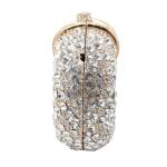 UMREN Women Crystal Oval Shell Evening Purse Bags Luxury Rhinestone Clutch Unique Gems Handbag Bridal Wedding Shoulder Bag Light Gold