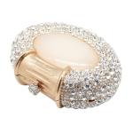 UMREN Women Crystal Oval Shell Evening Purse Bags Luxury Rhinestone Clutch Unique Gems Handbag Bridal Wedding Shoulder Bag Light Gold