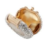 UMREN Women Crystal Oval Shell Evening Purse Bags Luxury Rhinestone Clutch Unique Gems Handbag Bridal Wedding Shoulder Bag Light Gold