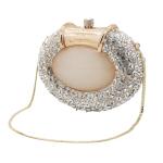 UMREN Women Crystal Oval Shell Evening Purse Bags Luxury Rhinestone Clutch Unique Gems Handbag Bridal Wedding Shoulder Bag Light Gold