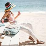 HARENCE Womens Summer Flats Sandals: Casual Bohemian Dressy Thong Flat Shoes Comfortable Slip on Elastic Ankle Strap Beach Sandal