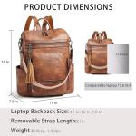 Shrrie Vegan Leather Laptop Backpack for Women 15.6 inch Work Backpack Fashion Travel Backpack Purse for Travel College Work