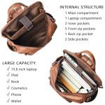Shrrie Vegan Leather Laptop Backpack for Women 15.6 inch Work Backpack Fashion Travel Backpack Purse for Travel College Work