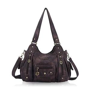 Angel Barcelo Womens Purses and Handbags PU Leather Shoulder Bag Fashion Hobo Bags for Women (Coffee)