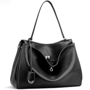 Genuine Leather Tote Bag for Women: Fashion Shoulder Handbag Ladies Top-handle Satchel Purse for Ladies (X Large Black)