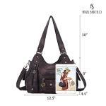 Angel Barcelo Womens Purses and Handbags PU Leather Shoulder Bag Fashion Hobo Bags for Women (Coffee)