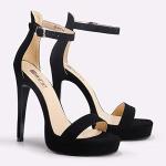 IDIFU Women's Stiletto High Heel Sandals Platform Open Toe Ankle Strap Dress Shoes for Women Bride Ladies in Wedding Bridal Party Homecoming (Black Nubuck, 7 M US)