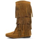 V-Luxury Womens 28-Mudd55 Closed Toe Mid Calf Knee High Mocassin Flat Boot,Rust,9
