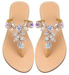 Hinyyrin Rhinestone Flip Flops Women Summer Flat Sandals Bling Jeweled Thong Dress Sandals for Beach Wedding Vacation Shoes Size 8.5 Gold