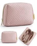 BAGSMART Small Makeup Bag, Travel Cosmetic Bag Make Up Pouch Small Travel Essentials for Women Dorm Room Essentials Pouch,Water-resistant Toiletry Bag,Makeup Organizer Bag, Pink