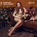 IDIFU Women's IN5 Charcy Crisscross Strappy Platform High Chunky Heels Peep Toe Pump Party Heeled Sandals(85 M US, Gold Glitter)