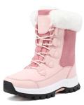 COOJOY Womens Winter Snow Boots Waterproof Shoes Walking Comfortable Hiking Booties Furry Mid Calf Warm Lightweight Pink,US10 EU42