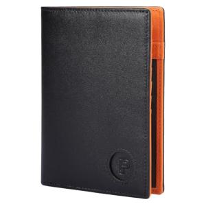 Polare Luxury RFID Blocking Leather Passport Holder Travel Wallet For Men and Women (Black/Brown with AirTag Slot)