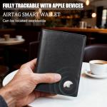 Polare Luxury RFID Blocking Leather Passport Holder Travel Wallet For Men and Women (Black/Brown with AirTag Slot)