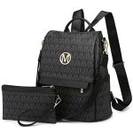 MKP Women Fashion Backpack Purse Multi Pockets Signature Anti-Theft Rucksack Travel Ladies Shoulder Bag Handbag 2Pcs