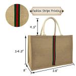 Hibala Woven Large Beach Bag Straw Beach Tote Handmade Weaving Shoulder Tassel Bag Handbag (Green Stripe)