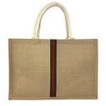 Hibala Woven Large Beach Bag Straw Beach Tote Handmade Weaving Shoulder Tassel Bag Handbag (Green Stripe)