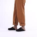 Xiakolaka Women's Suede Clogs Adjustable Buckle Slip on Footbed Home Clog Slippers Black Size 8