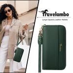 Travelambo Womens Wallet Tassel Bifold Ladies Clutch Wristlet Wrist strap Long Purse (Access Green Coal)