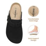 Xiakolaka Women's Suede Clogs Adjustable Buckle Slip on Footbed Home Clog Slippers Black Size 8