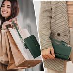 Travelambo Womens Wallet Tassel Bifold Ladies Clutch Wristlet Wrist strap Long Purse (Access Green Coal)