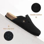 Xiakolaka Women's Suede Clogs Adjustable Buckle Slip on Footbed Home Clog Slippers Black Size 8