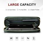 Travelambo Womens Wallet Tassel Bifold Ladies Clutch Wristlet Wrist strap Long Purse (Access Green Coal)