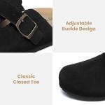 Xiakolaka Women's Suede Clogs Adjustable Buckle Slip on Footbed Home Clog Slippers Black Size 8