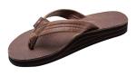 Rainbow Sandals Ladies Luxury Leather - Double Layer Arch Support with 1" Strap, Oak, Ladies 10