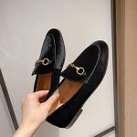 Divanne Loafers for Women, Womens Loafer Flats Gold Chain Penny Loafers Slip On Fur Loafer Mules-Black Velvet-9.5M US