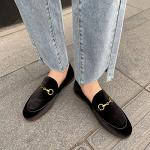 Divanne Loafers for Women, Womens Loafer Flats Gold Chain Penny Loafers Slip On Fur Loafer Mules-Black Velvet-9.5M US