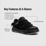 NEW SHITA Women’s Faux Leather Fashion Platform Chunky Sneakers Lightweight Breathable Height Increasing Unisex Casual Walking Tennis Running Shoes (FK2306, Black, Size 42)