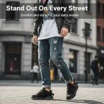 NEW SHITA Women’s Faux Leather Fashion Platform Chunky Sneakers Lightweight Breathable Height Increasing Unisex Casual Walking Tennis Running Shoes (FK2306, Black, Size 42)