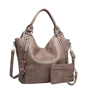 Women Tote Bag Handbags PU Leather Fashion Hobo Shoulder Bags with Adjustable Shoulder Strap, L,Khaki