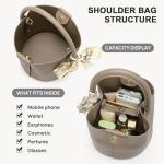 BOSTANTEN Small Crossbody Bags for Women Vegan Leather Mini Bucket Handbag Removable Shoulder Strap Camel Brown