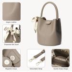 BOSTANTEN Small Crossbody Bags for Women Vegan Leather Mini Bucket Handbag Removable Shoulder Strap Camel Brown