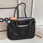 monrich Large Black Tote Bag for Women Work Vegan Leather 23L Womens Tote Purse with Zipper Ladies Handbags