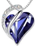 Leafael Necklaces for Women, Infinity Love Birthstone Heart Pendant with Tanzanite Purple Crystal for February, Birthday Jewelry Gifts for Her, Mom, and Wife, Silver Plated, 18 plus 2 inch Chain