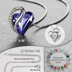Leafael Necklaces for Women, Infinity Love Birthstone Heart Pendant with Tanzanite Purple Crystal for February, Birthday Jewelry Gifts for Her, Mom, and Wife, Silver Plated, 18 plus 2 inch Chain